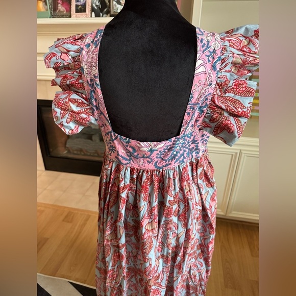 ALIX OF BOHEMIA Emmaline Patchwork Printed Ruffled Cotton Midi Dress Small NWT - Picture 10 of 14